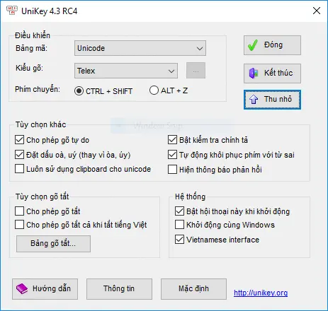 Ảnh chụp màn hình Unikey